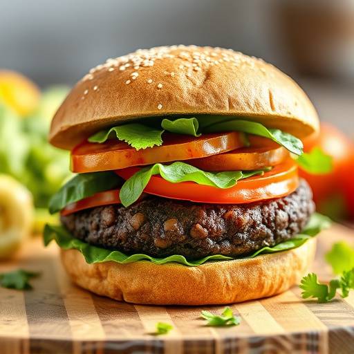 A delicious black bean burger on a whole-wheat bun