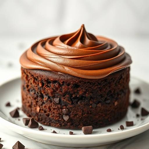 A slice of vegan chocolate cake with chocolate frosting