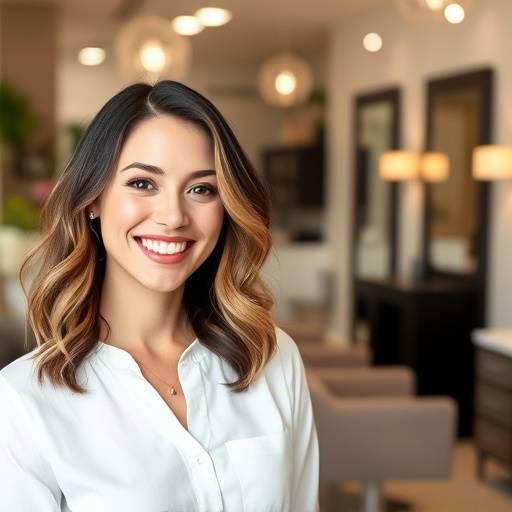 Photograph of a smiling stylist at Salon Bliss